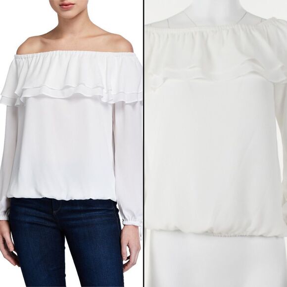 Michael Michael Kors Ruffled Off-the-Shoulder Peasant Top - Picture 1 of 5